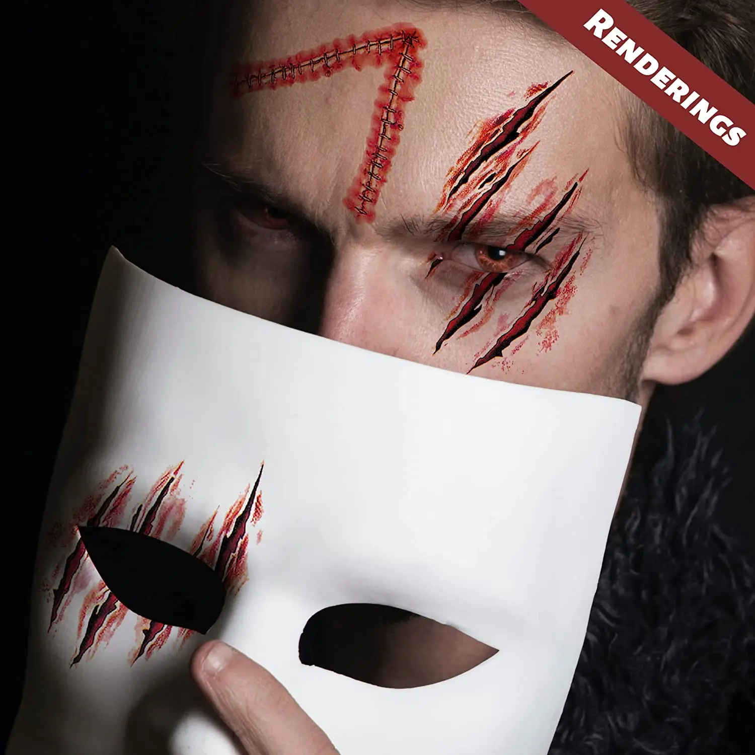 Stitched Wound Scary Scars Temporary Convenient Tattoo Sticker for Halloween Decor Decoration Makeup Waterproof Prank