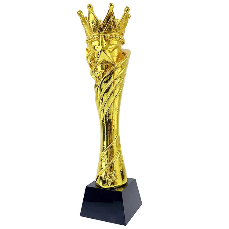 Small Bridge Custom Shape K9 Glass Resin Trophy High Quality Golden Crown Crystal Awards Wholesale Metal and Silver Material