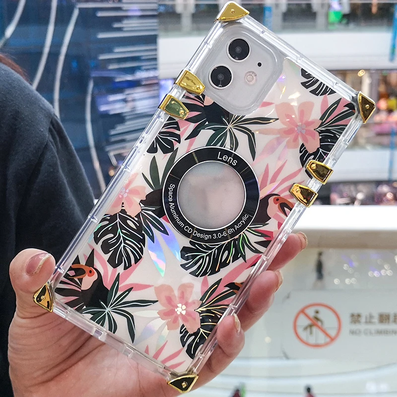 Designer Mirror Flower Phone Cases For IPhone 15 15Pro 14 14Pro 13 12 11  Pro Max XS XR X Samsung Galaxy S23 S22 Note 20 10 Luxury Square Case Back  Cover Shell With Lanya From Csx13698, $7.84