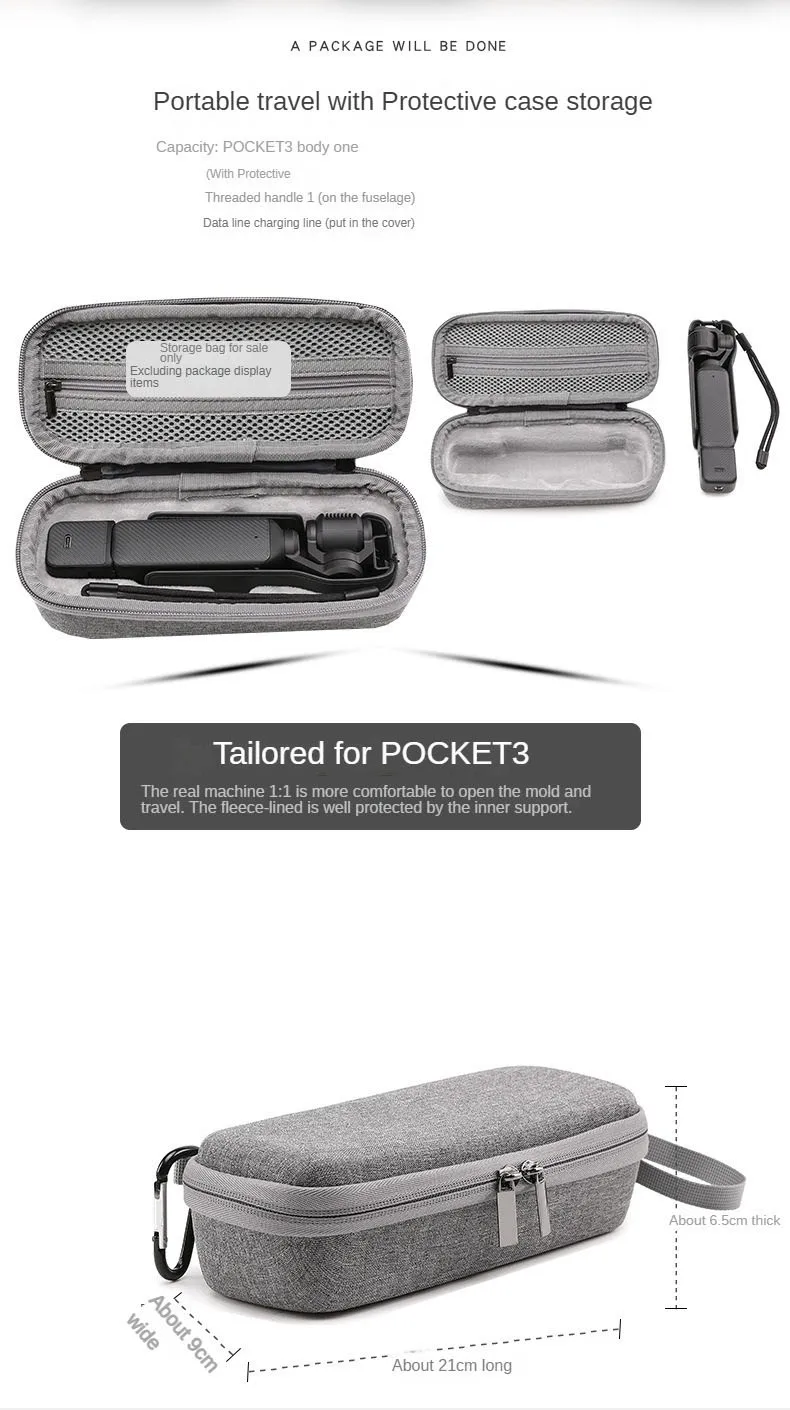 product laudtec custom design all in one pack handbag hard travel case for dji osmo pocket 3 waterproof shockproof mini camera bags-4