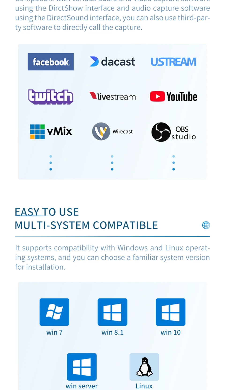 Unisheen Uc3540h Game 1080p60 Vmix Obs Streaming Win10 Linux 4 Channel Hdmi Video Capture Card