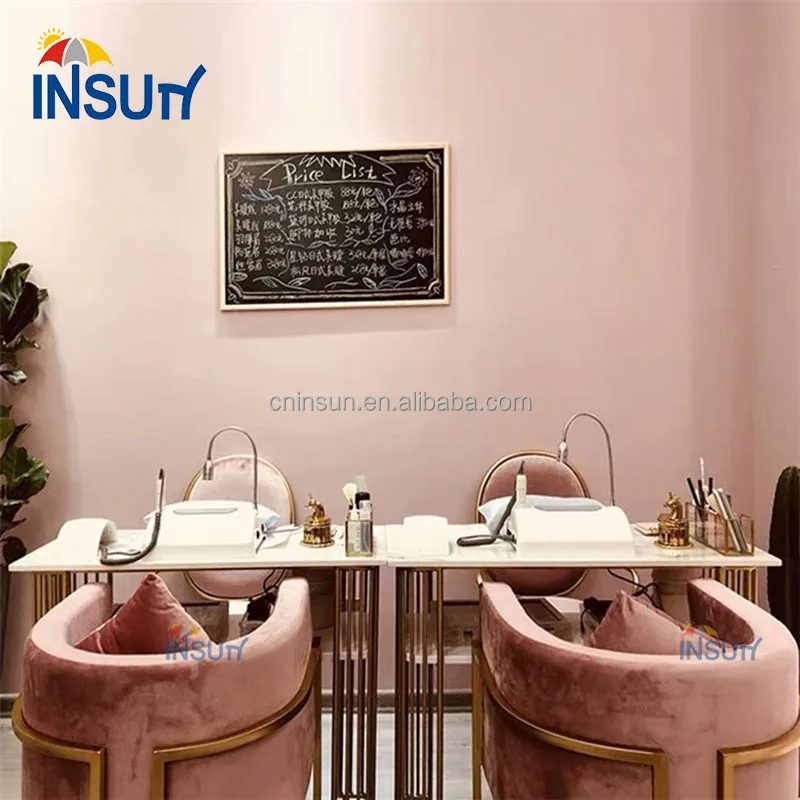 Beauty Nail Salon Equipment Furniture Metal Nail Desk bar Station Nordic  Manicure Table and Chair