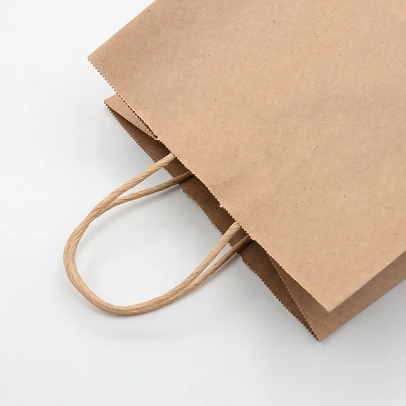 Перерабатываемая биоразлагаемая упаковка из крафт-бумаги, Подарочный пакет для покупок с витой ручкой