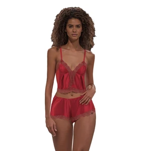 Women's Satin Sleepwear Set Camisole Top Shorts Elastic Waist Closure Casual Romantic Style Plus Size Lingerie Ser for Summer