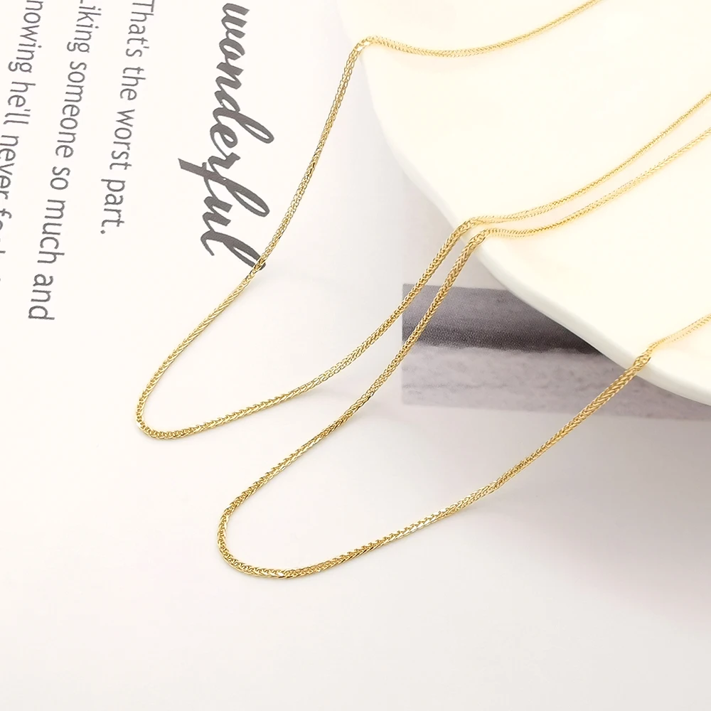 Factory Price Concise Style 14K Gold Necklace for Women and Men Car Flower Chopin Chain Necklace Gold