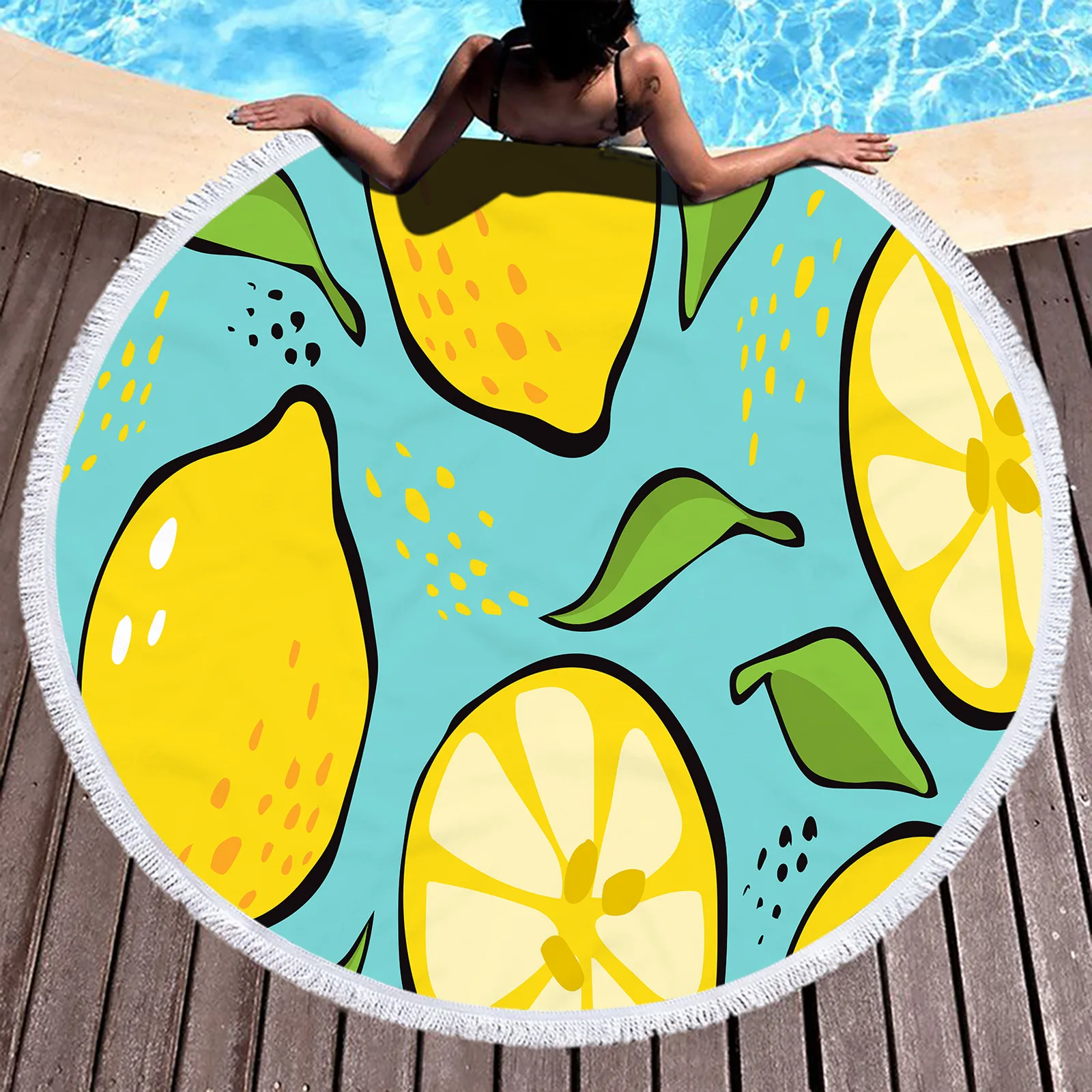 Custom Design Printed Round Beach Towels Large Microfiber Beach Round