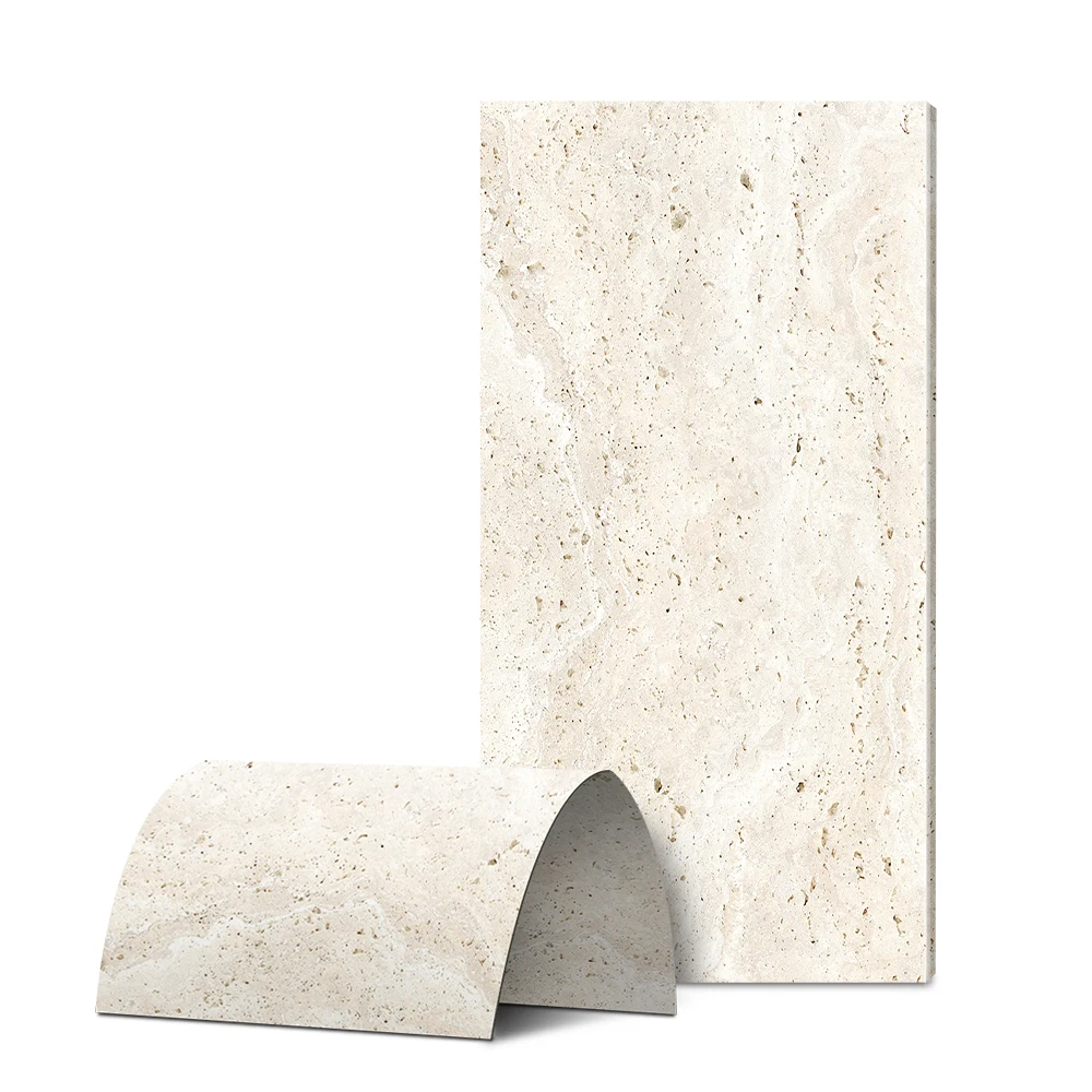 Free Samples Travertin Stone Material MCM Soft Natural Striped Stone Flexible Ceramic Cladding Tile