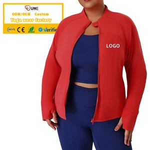 Women Plus Size Fleece Zip Jacket Running Long Sleeves Gym Tops Zipper Workout Activewear Sports Yoga Clothes