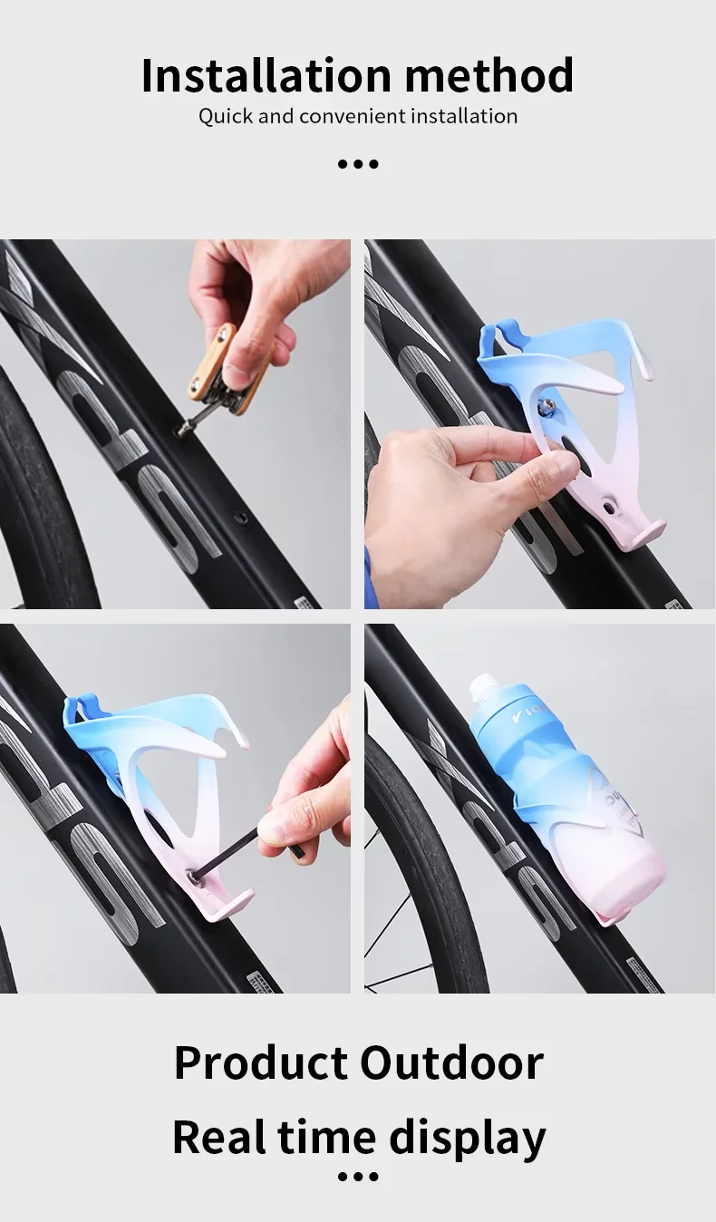 product customized lightweight high tenacity gradient color pc bicycle bottle holder for mountain  road bikes-8