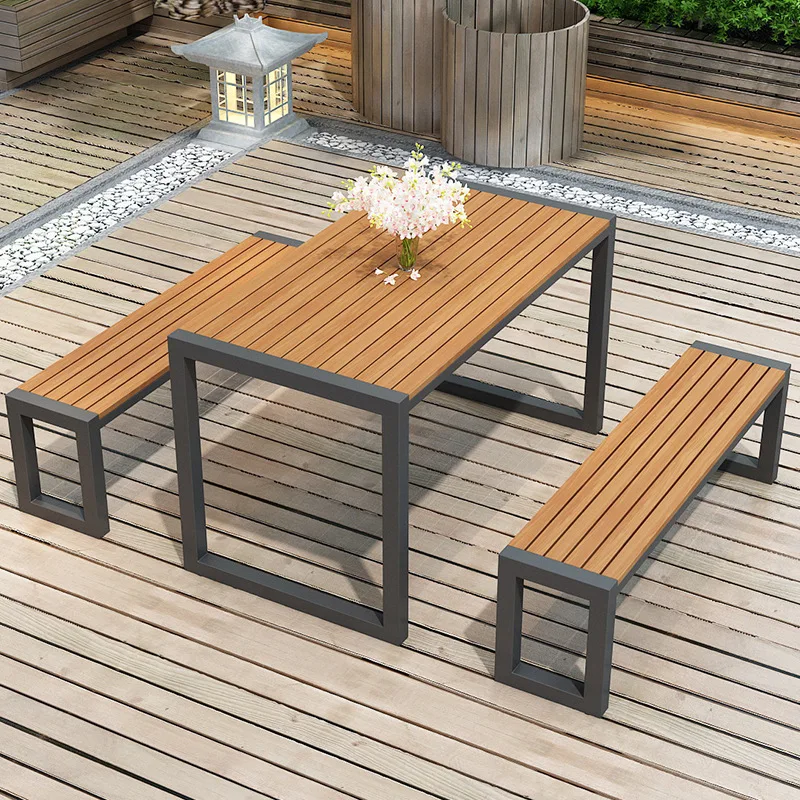 Jxt Plastic Wood Outdoor Tables And Chairs Garden Terrace Negotiation