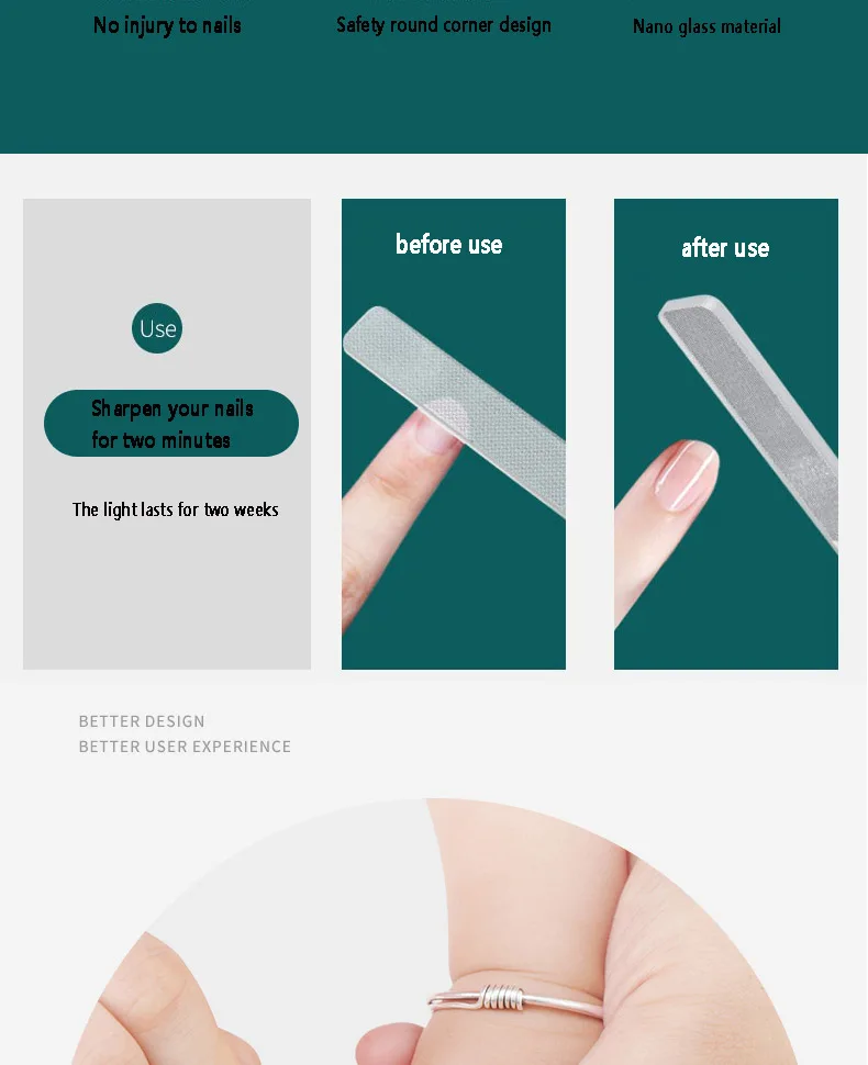 product chinese factory file nail glass with case manicure tool customized glass nail file978-3