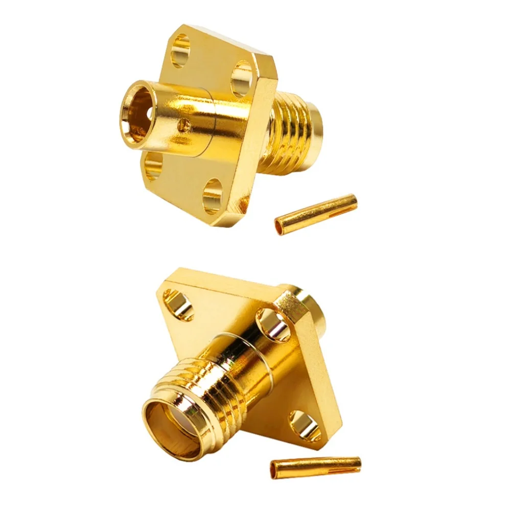 Brass RF Connector for RF Applications SMA-KF SMA Female Flange Connector for RG141 RG402 Cables