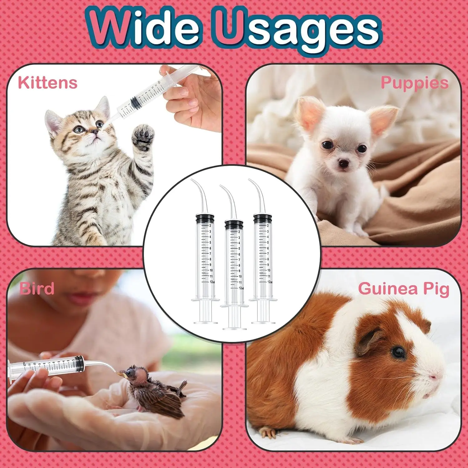 Baby Bird Feeding Syringe 12 ml Pet Liquid Feeding Syringes Kitten Feeder for Small Dogs Cats Puppy Kitten Feeding Supplies