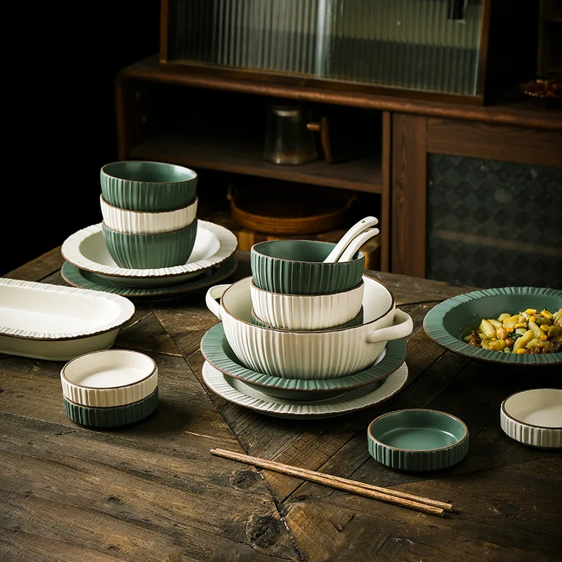 Arcopal Dinner Set Bowl Ceramic Tableware Combination Suit Underglaze Large Capacity Good-looking Soup Plate Soup Bowl