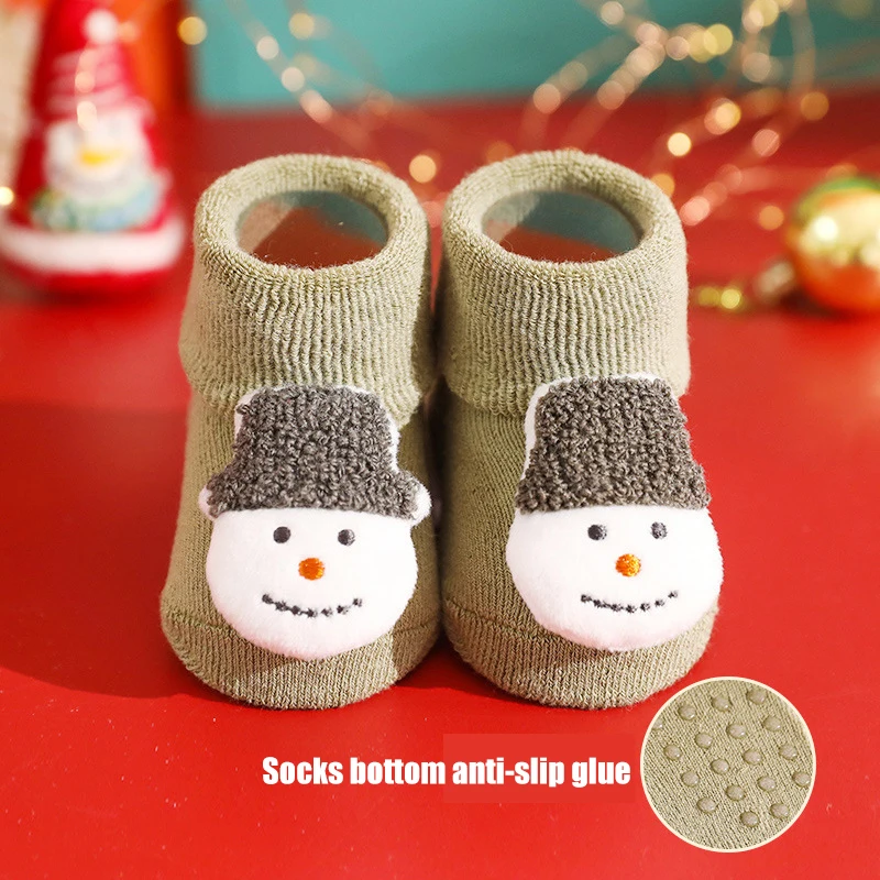 Оптовая продажа, рождественские хлопковые носки Youki, теплые толстые Нескользящие милые детские носки с 3D животными