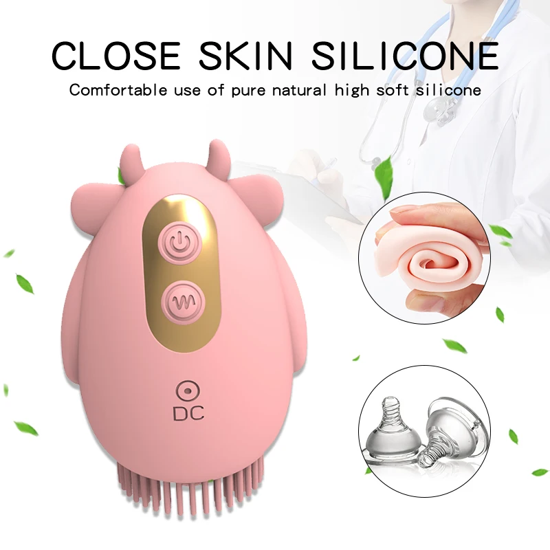 2 in 1 Cow Shaped Vibrator & for Egg Sucker Mini G-Spot Nipple & Clitoral Stimulator Cute Cow Calf Shaped Sucking Vibrator for