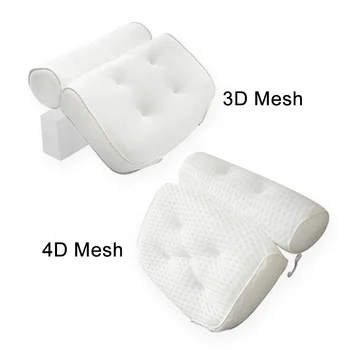 Wholesale Luxury ECO Friendly Home Non Slip Waterproof 3D Mesh Wedge Tub Spa Bath Pillow With Suction Cups