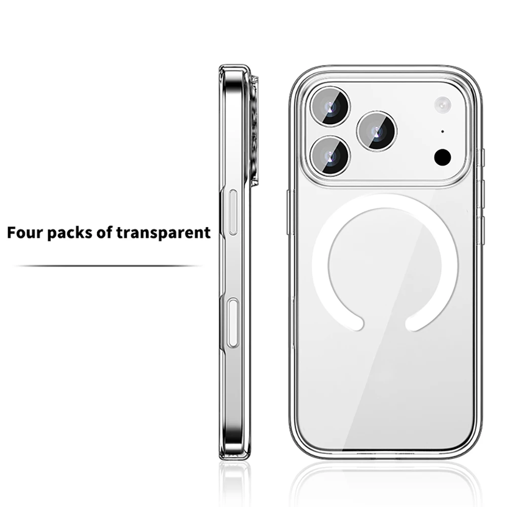 Magnetic case for iPhone 16 transparent shockproof case for iPhone 17Pro
