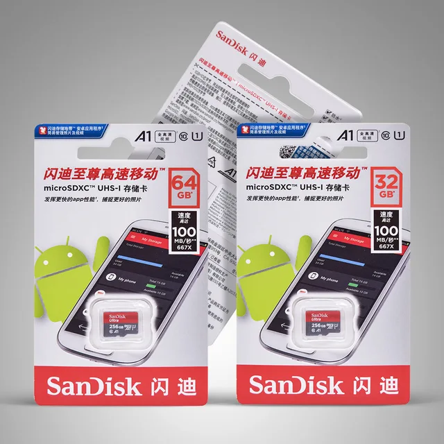  Оптовая продажа двойной флеш-накопитель SanDisk оригинальный 128 Гб 64 ГБ 32 оперативной памяти 16 встроенной ультра A1 8 class1 Поддержка карт SD