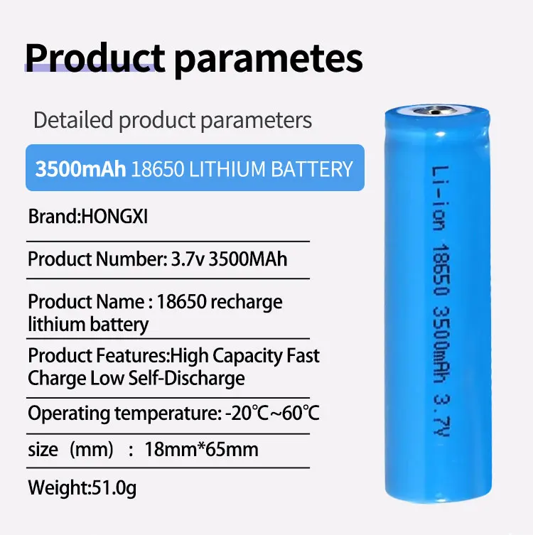 Hx Lithium Ion Battery 18650 3500mah Akku Rechargeable Torch 3.7v ...