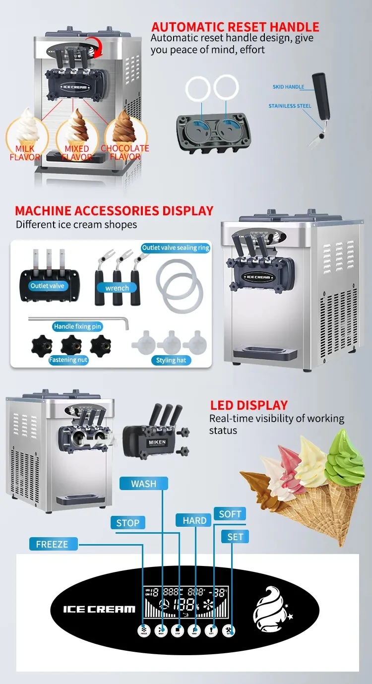 Commercial Ice Cream Maker Machine Ice Cream Machine Prices Table Top Soft Serve Ice Cream
