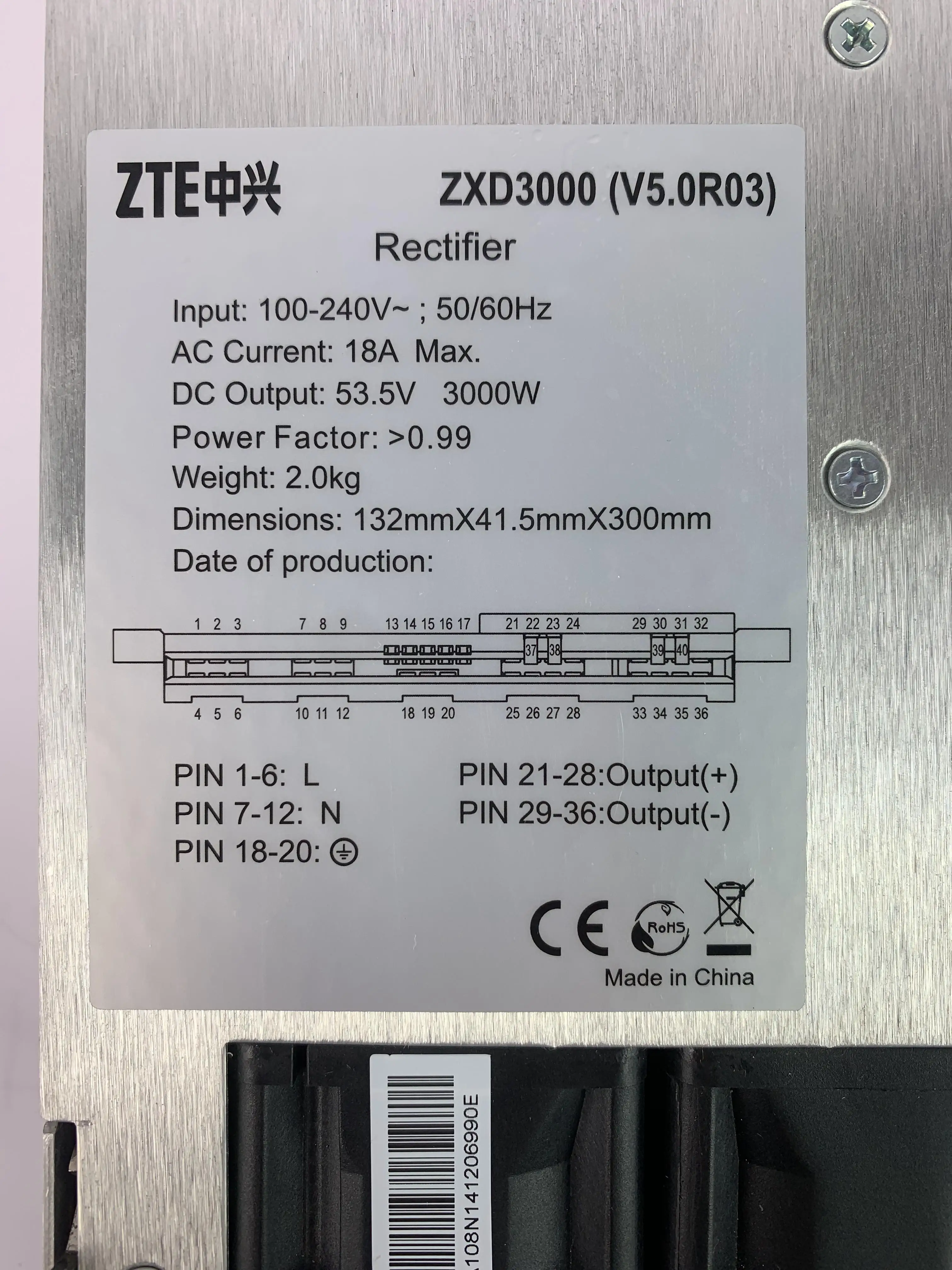 Zte Zxd3000 V5.0 V5.5 V5.6 3000w 48v 50a Rectifier Digital Power Supply