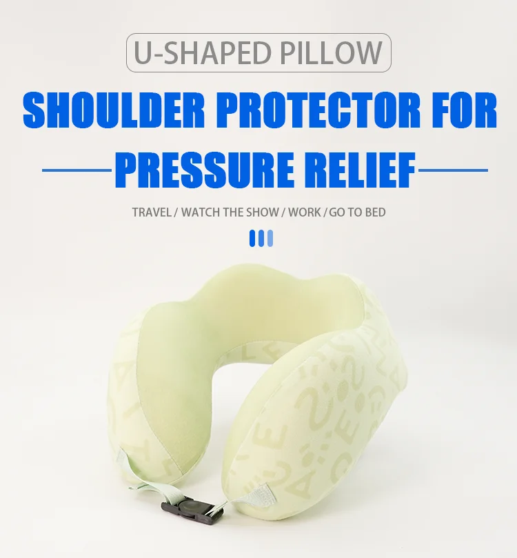 U Shaped Adjustable Memory Foam Travel Pillow Portable Cooling Massage Flight Neck Pillow for Car Office Home Logo Camping
