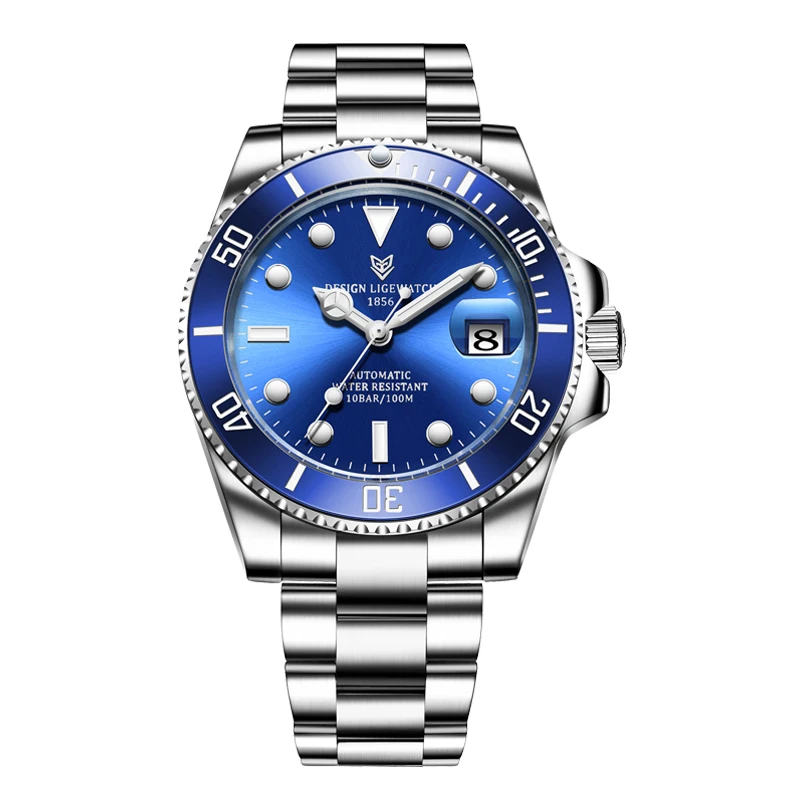 Lige 6801 Men's Watch - Luxury Sapphire Waterproof Automatic