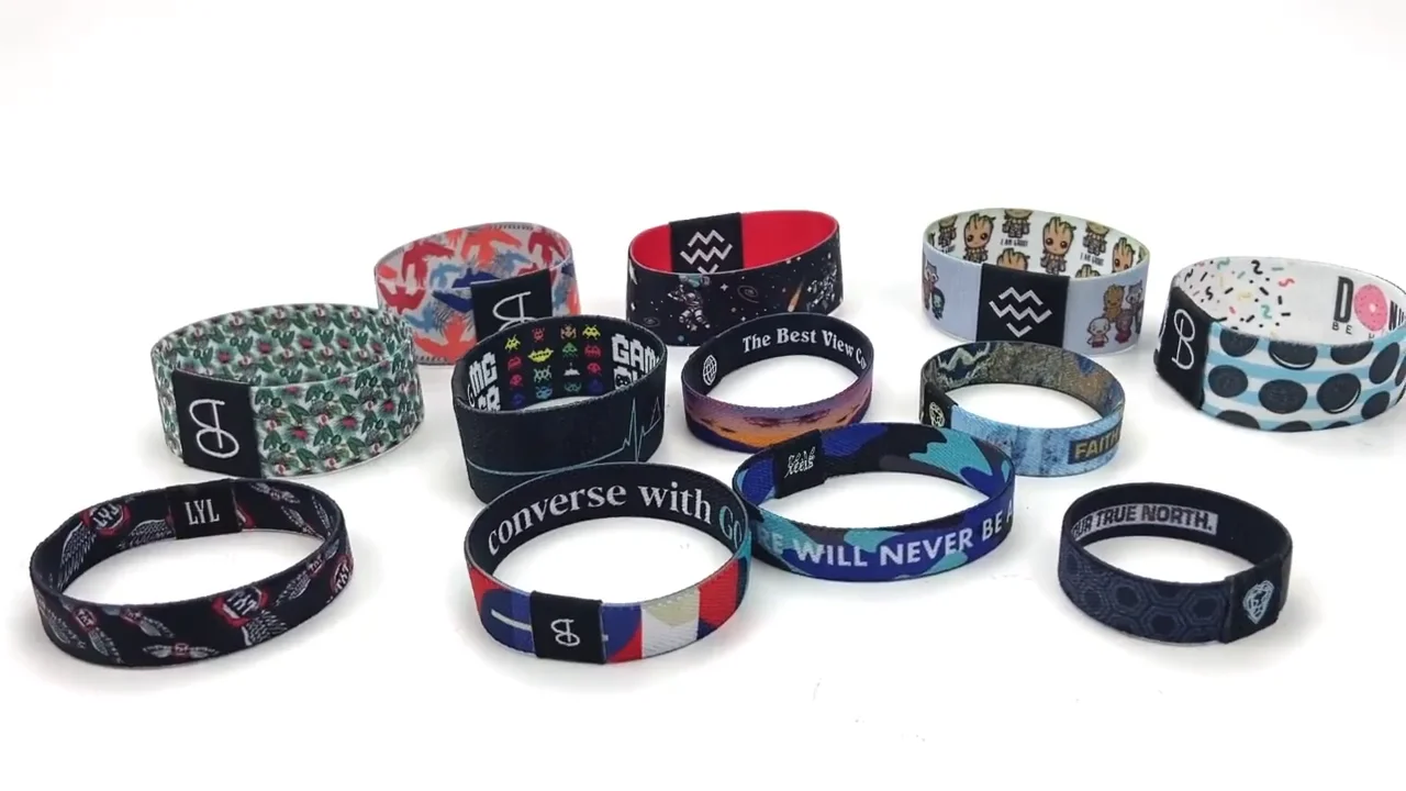 Sublimation Comfortable Polyester Custom Logo Fabric Wrist Band Fashion Bracelet Elastic