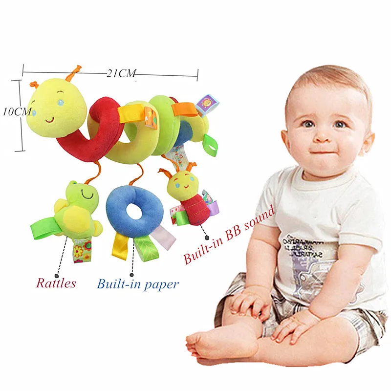 Мягкие детские игрушки на спирали, музыкальная детская коляска для возраста 0-12 месяцев, развивающая игрушка для новорожденных, погремушки для кровати