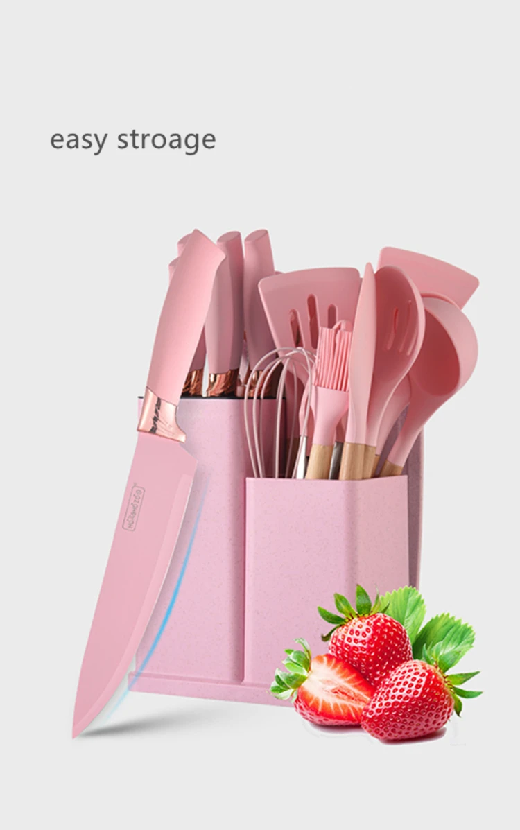 19 Pieces Set Of Silicone Kitchen Utensil Set With Wooden Handle And