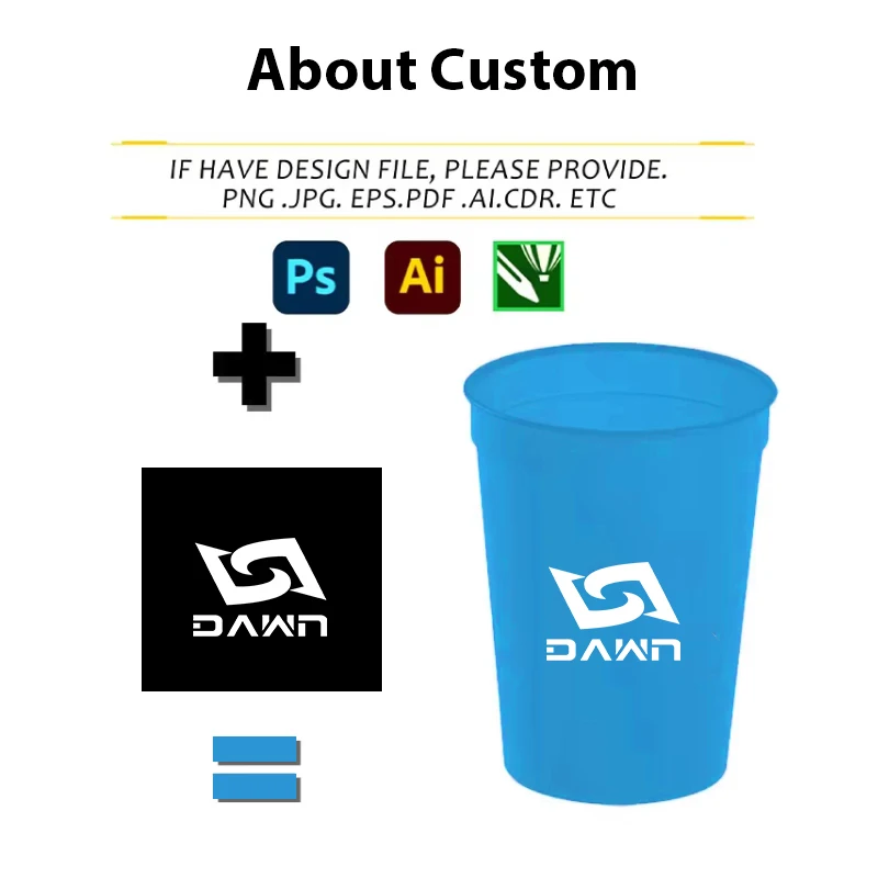 Custom Logo Promo Items Smooth 12oz Plastic Stadium Cups for Advertising
