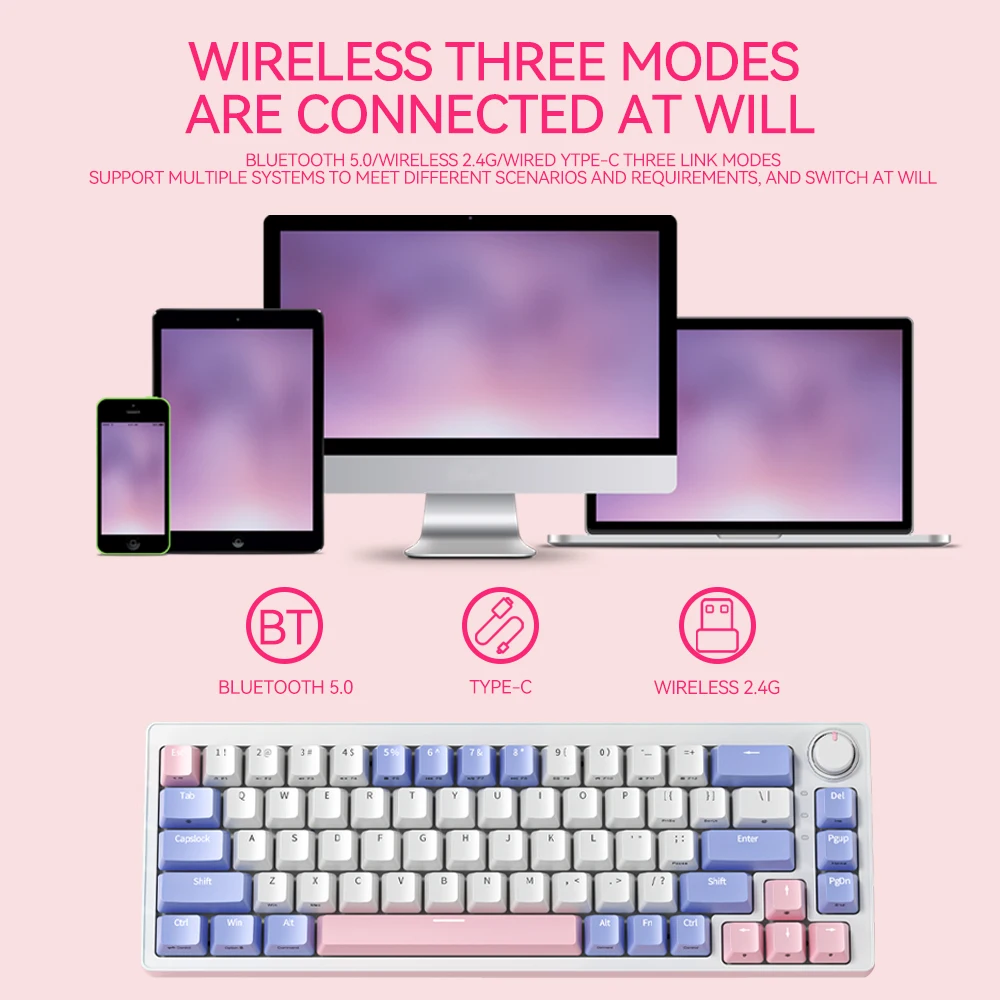 Customized Rgb Backlit Hot Swappable 2.4ghz Wireless Gaming