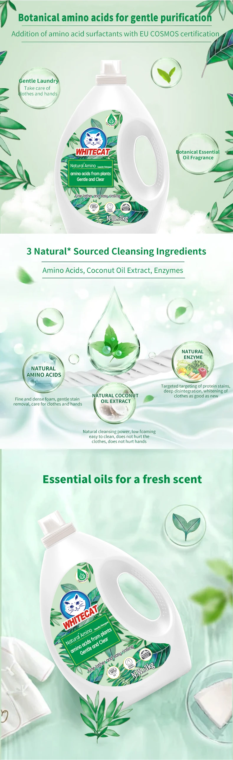 Addition of amino acid surfactants with EU COSMOS certification