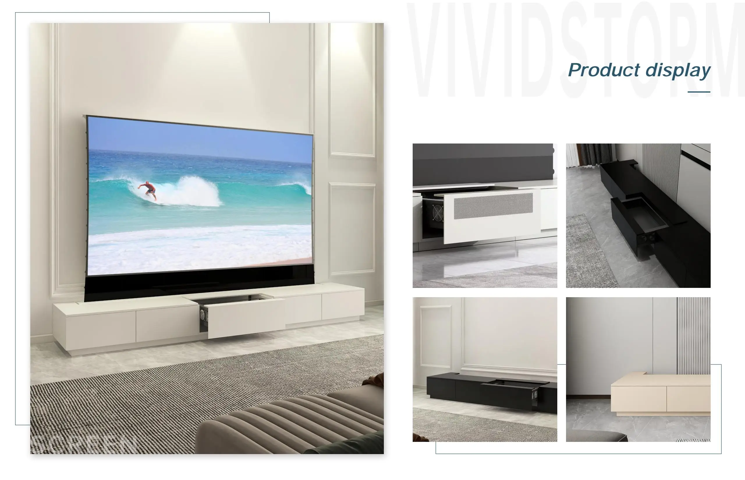 Vividstorm Motorised Laser Tv Tv Stands Projection Screen