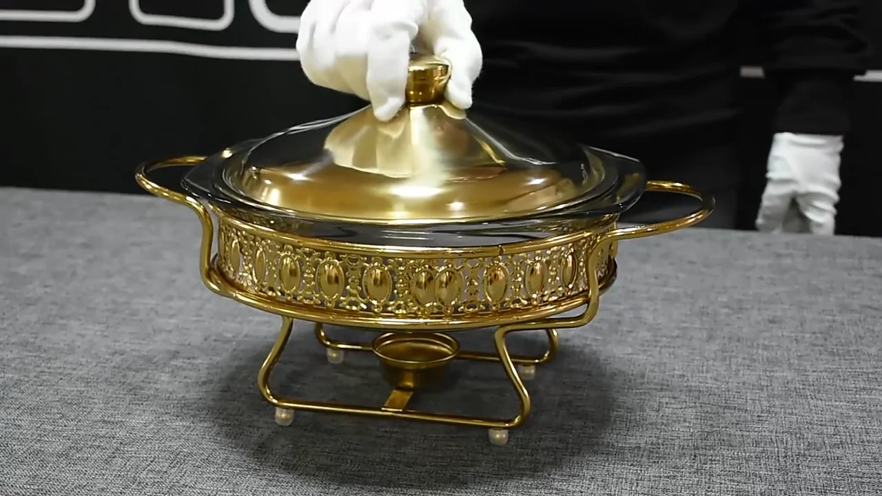 南丝路新款镀金玻璃酒精炉酒店家用固体酒精锅加热热火锅批发 - buy