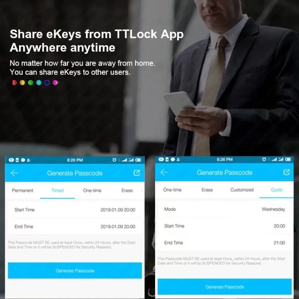 Smart Mortise Keyless Lock Smart Handle Lock Fingerprint PIN Code Lock With Mechanical Keys for Airbnb