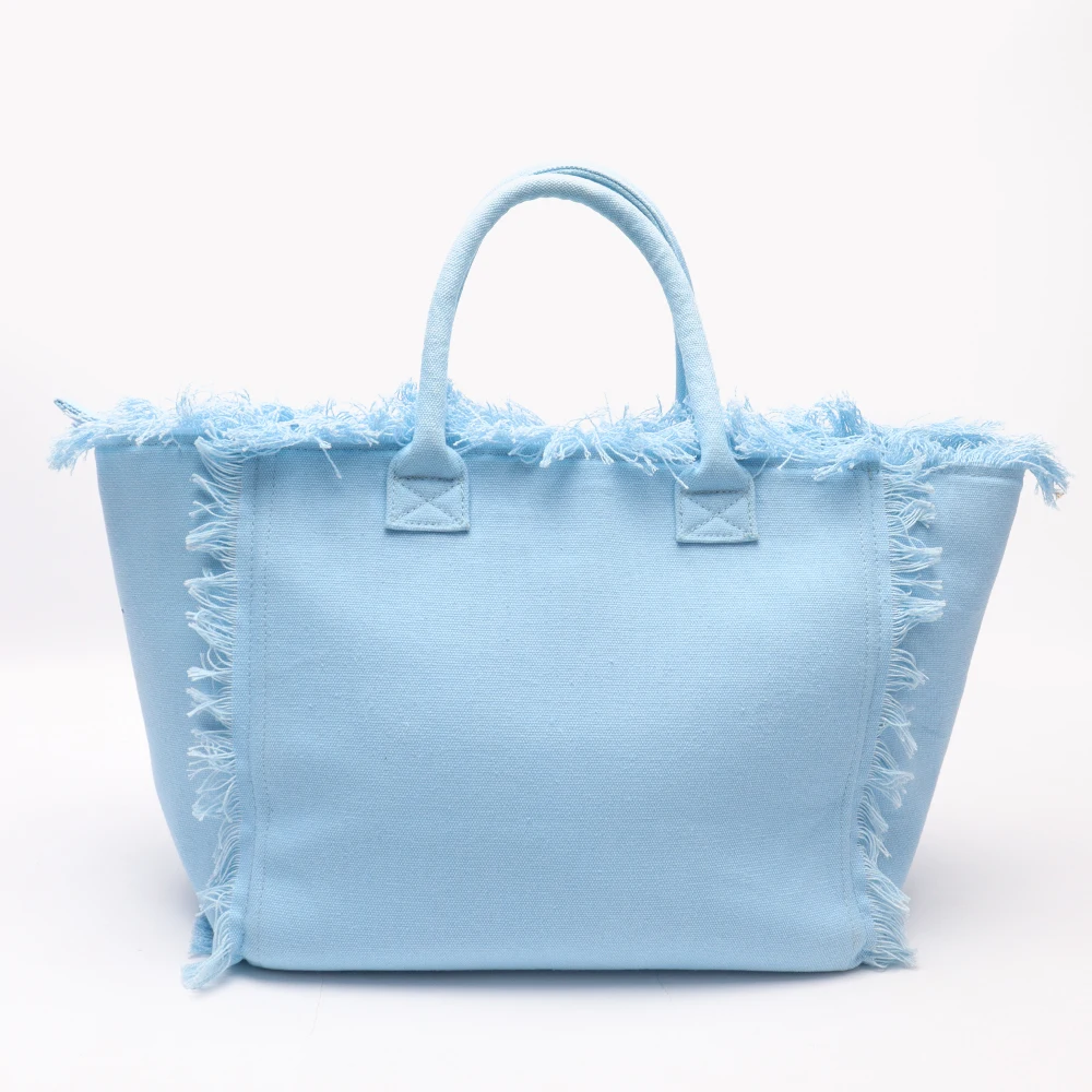 Machine Washable Colorful Blank Cotton Cloth Summer Beach Bags Women's  Handbag Large Waterproof Fringe Tassel Canvas Tote Bag