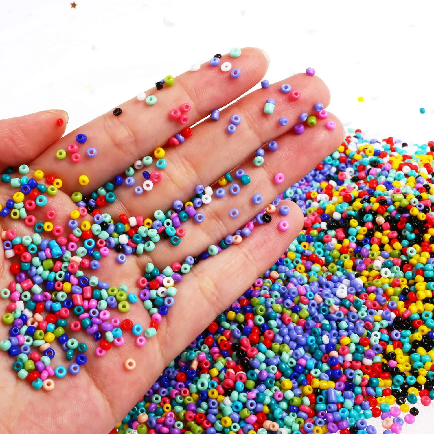 Beadthoven 1600pcs 4mm Glass Seed Beads For Jewelry Making 6/0 Opaque Round Tube Loose Pony Beads Mix Mini Waist Craft Beads For Bracelet Necklace Earrings DIY Crafts (Black Gray White Silver