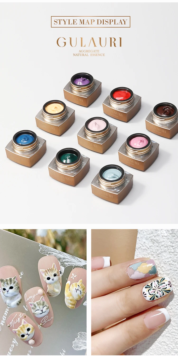 Gulauri Long Lasting Embossing Luxury Nail Polish Set 9 Colors One