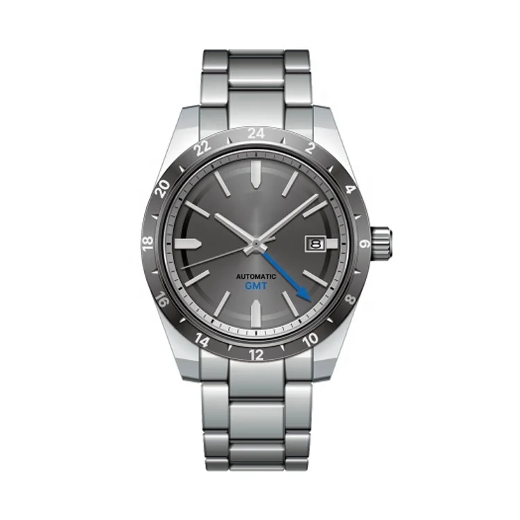 Водонепроницаемые стальные часы с NH34 GMT функцией автоматического движения 316l мужские часы из нержавеющей стали с механическим механизмом