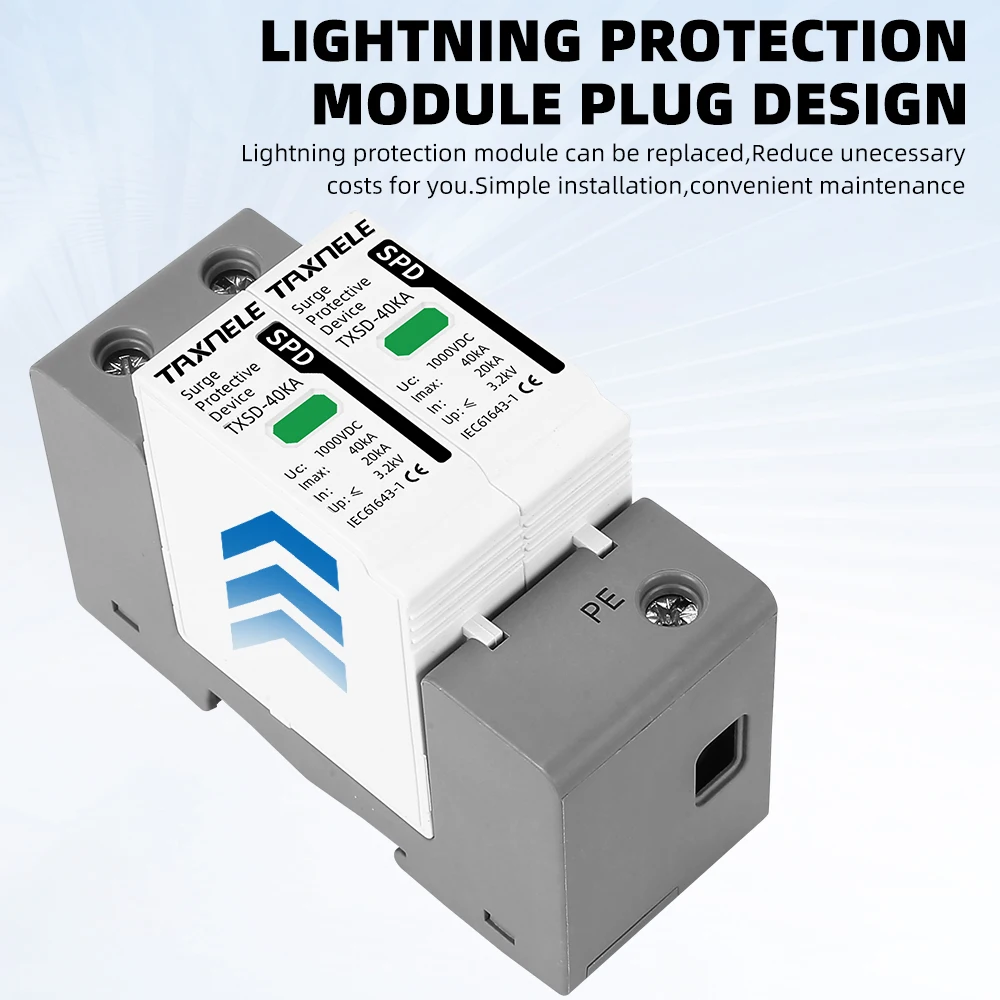 Scaricatore Di Sovratensione Per Impianti Fotovoltaici DC 1000V 2P – Protezione 40kA Con Allarme Visivo E Montaggio Su Guida - 2