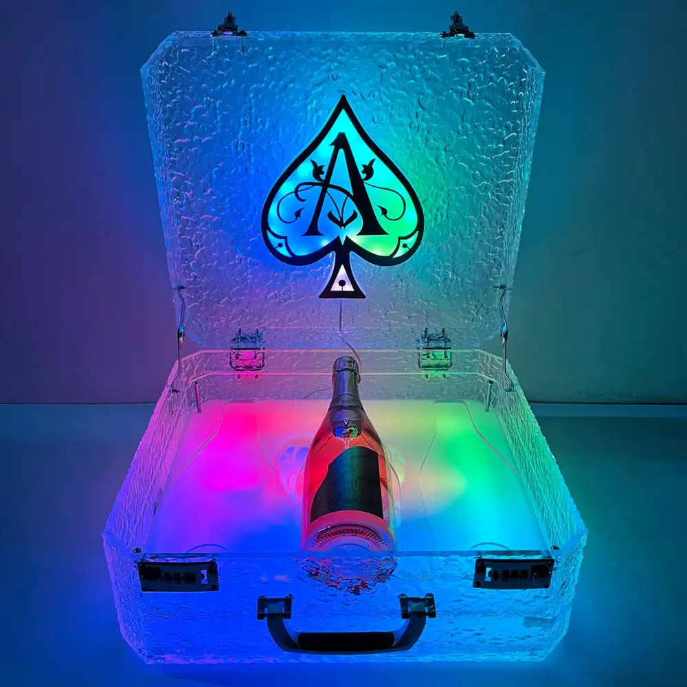Wholesale Colorful Ace of Spades 3 bottles LED champagne box