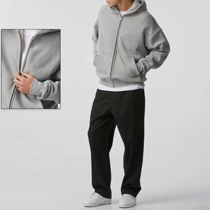 Custom OEM Solid Color Sports Outfit New Design Printed logo Lounge Active Wear Men Cotton Zipper-up Jacket