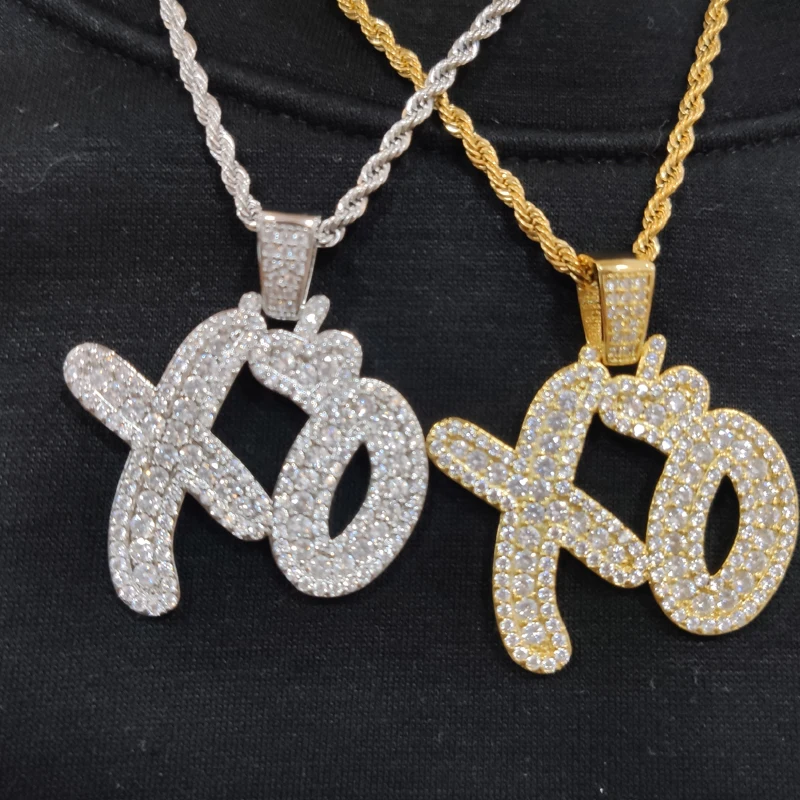 Collier XO En Acier Inoxydable Avec Strass - Unisexe, Style Hip-Hop - 57 Cm - Cadeau Mode Pour Homme Et Femme
