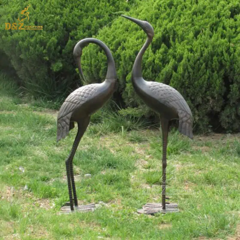 Famous Garden Bird Statues Crane Pairs Of Bronze Sculptures For Sale ...