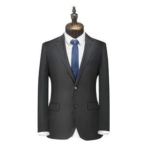 Custom Men's Business Formal Two-Piece Groom Wedding Suit High Quality Single Breasted Solid Color Button Fly Pant Breathable