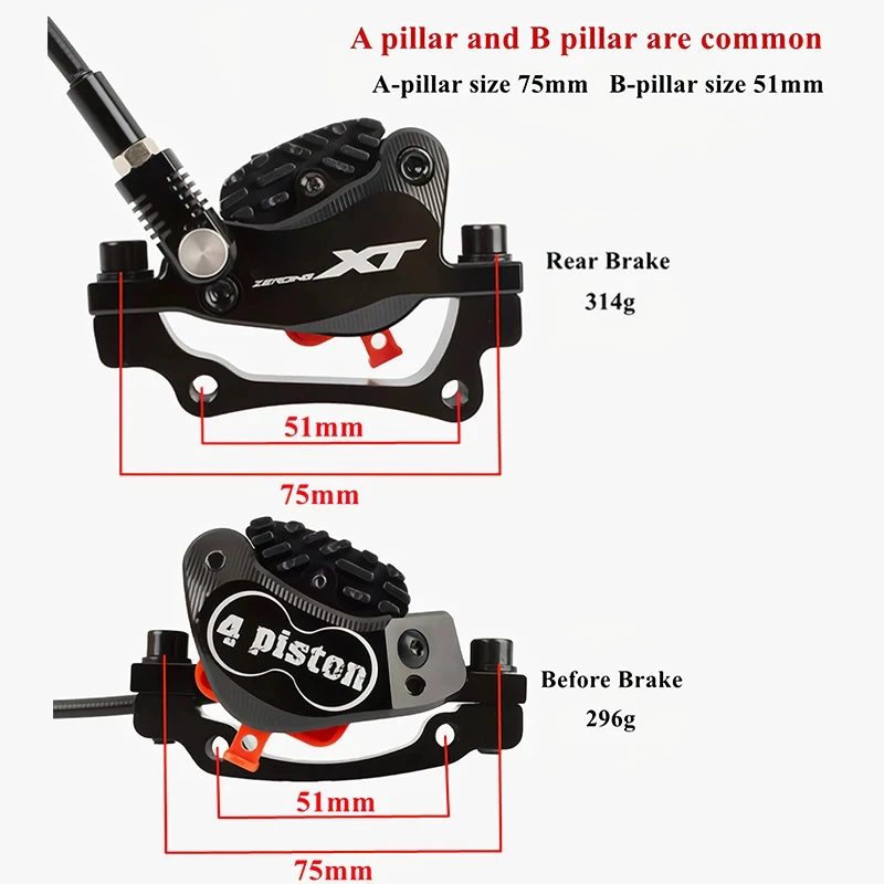Комплект дисковых тормозов для горного велосипеда OEM/ODM MT200 из алюминиевого сплава гидравлический дисковый тормоз с 160 мм тормозным ротором
