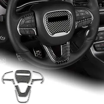 Real Carbon Fiber Car Steering Wheel Sticker Full Set Interior Trim Decal for Dodge Challenger Accessories Creative Modification