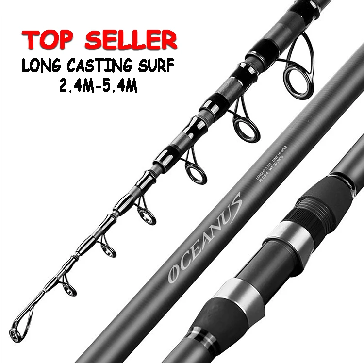 TOPLURE 2.4-5.4m Surfing Long Casting Telescopic Fishing Rods Super Strong Spinning  Rod Seawater and Freshwater fishing tackles